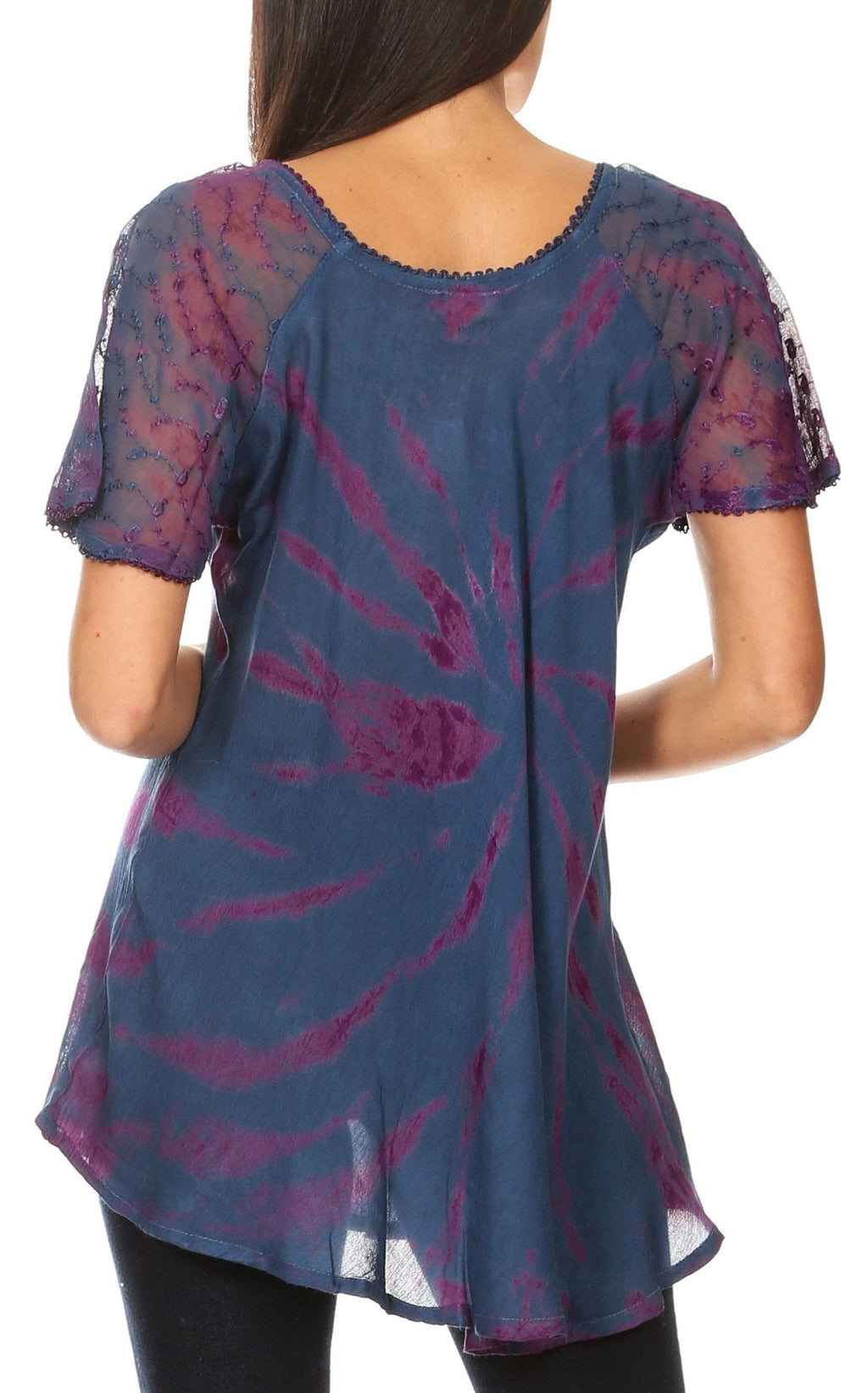 Sakkas Aline Women's Short Sleeve Casual Light Loose Scoop Neck Top Blouse Shirt - Fabs things