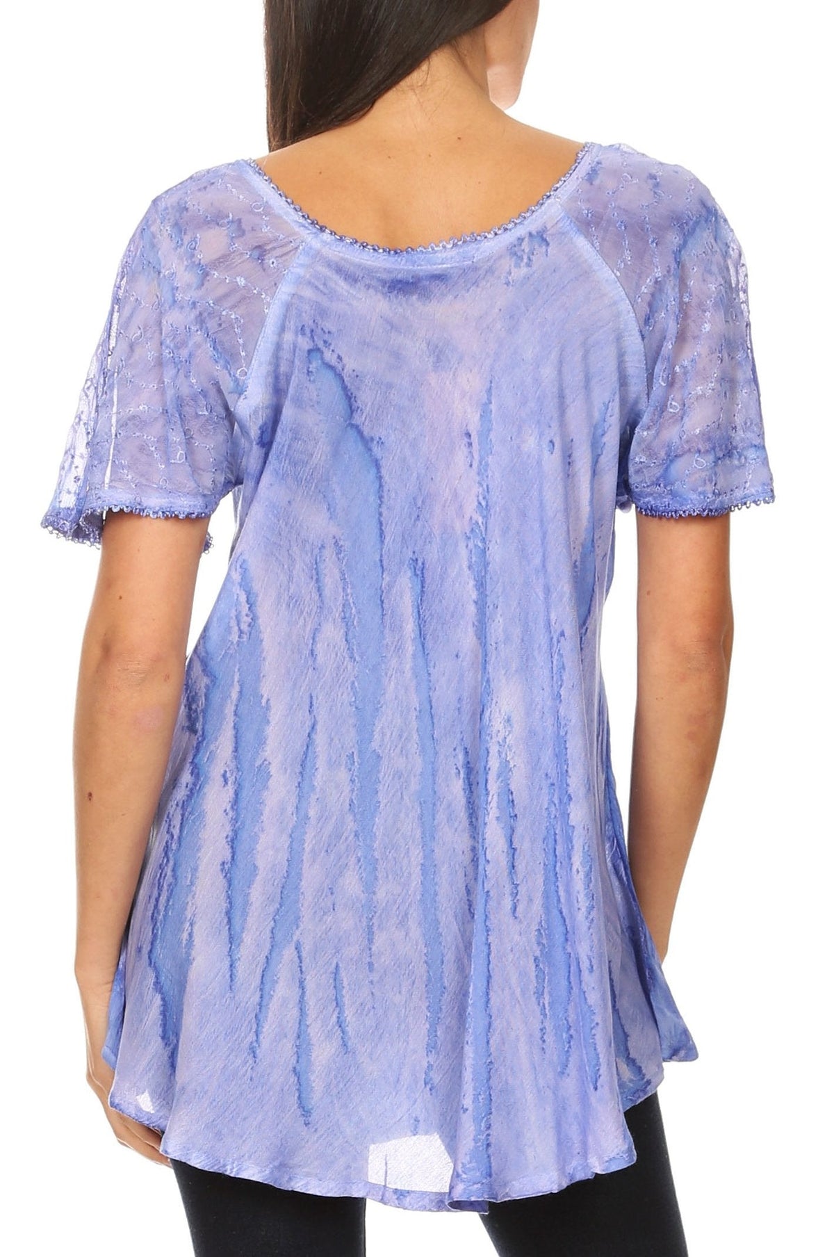 Sakkas Aline Women's Short Sleeve Casual Light Loose Scoop Neck Top Blouse Shirt - Fabs things