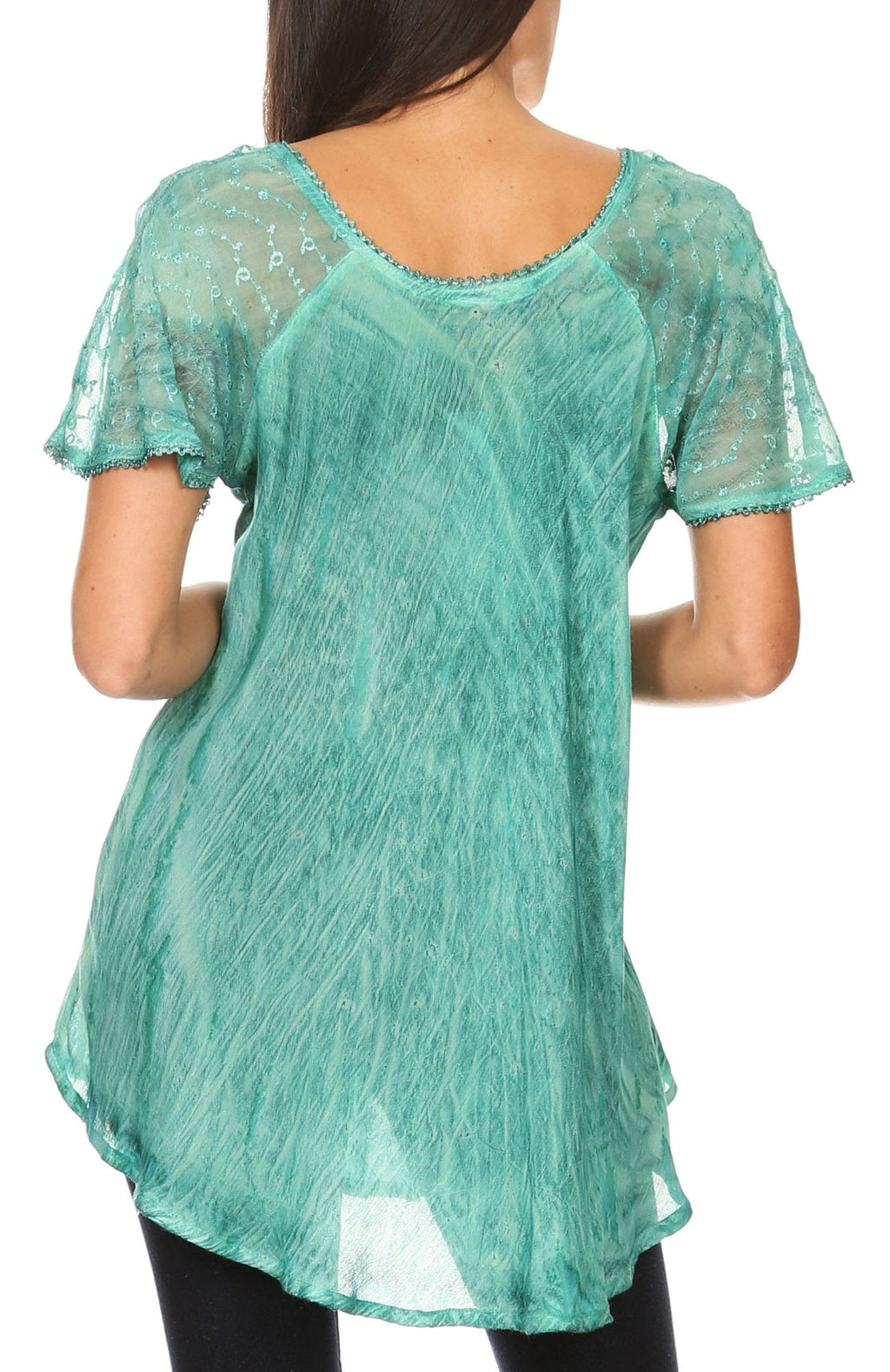 Sakkas Aline Women's Short Sleeve Casual Light Loose Scoop Neck Top Blouse Shirt - Fabs things