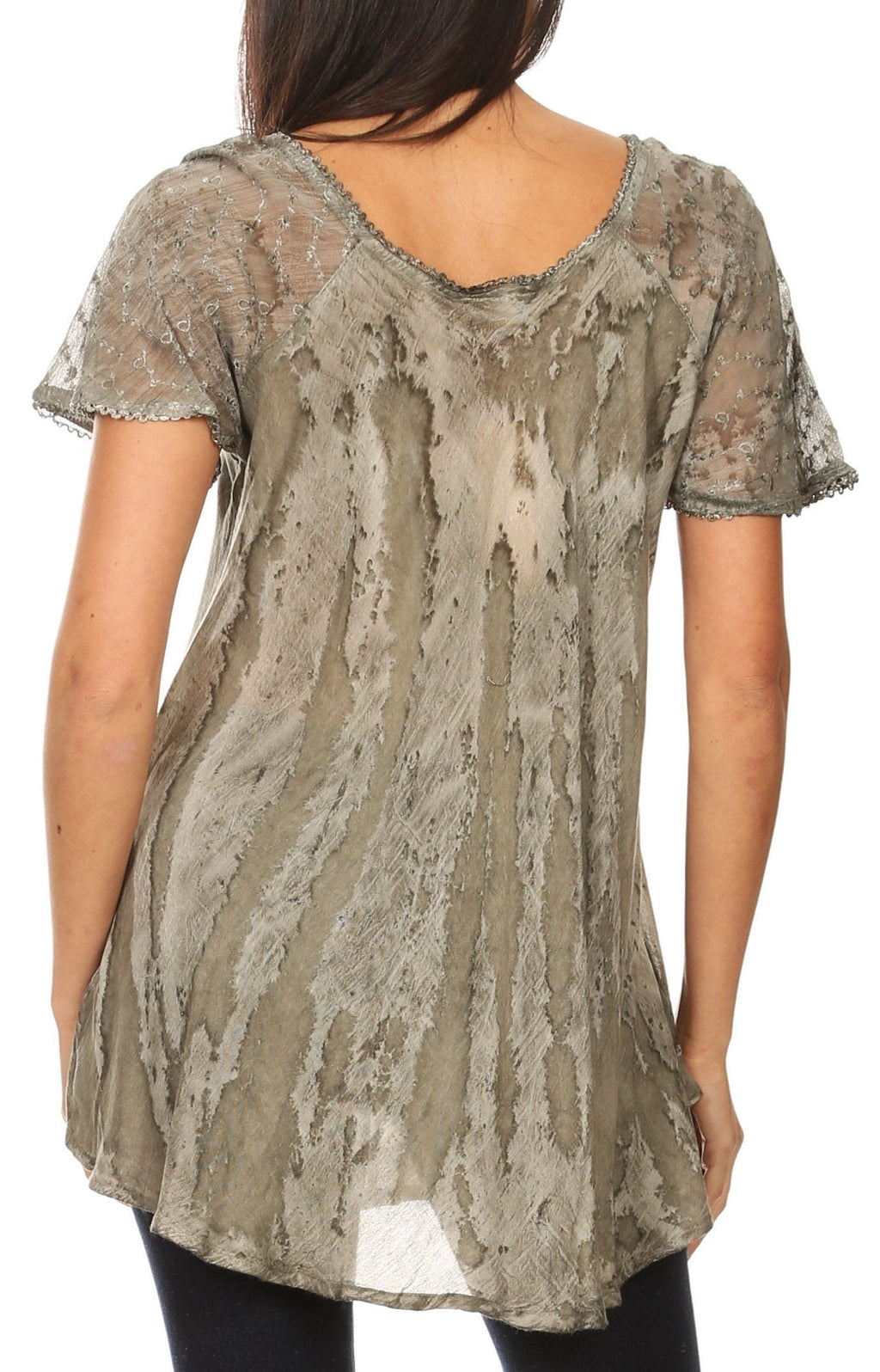 Sakkas Aline Women's Short Sleeve Casual Light Loose Scoop Neck Top Blouse Shirt - Fabs things
