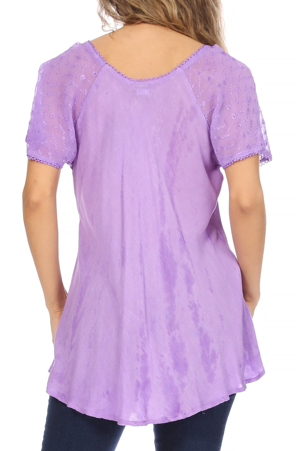Sakkas Aline Women's Short Sleeve Casual Light Loose Scoop Neck Top Blouse Shirt - Fabs things