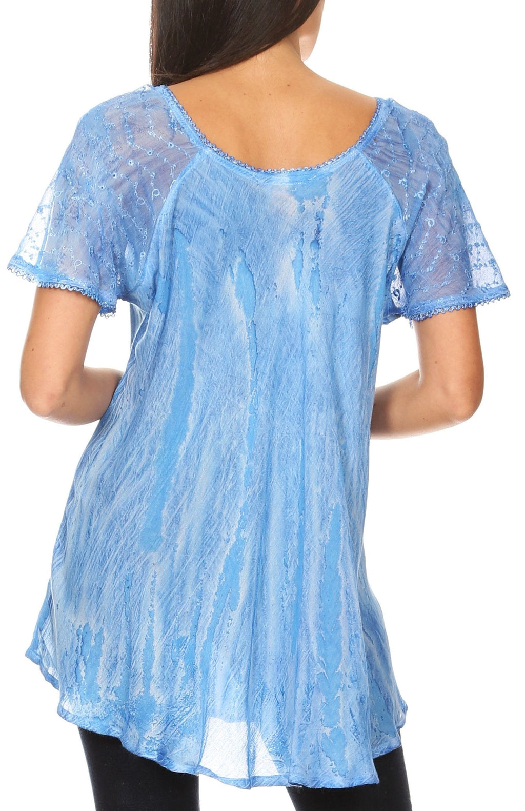 Sakkas Aline Women's Short Sleeve Casual Light Loose Scoop Neck Top Blouse Shirt - Fabs things