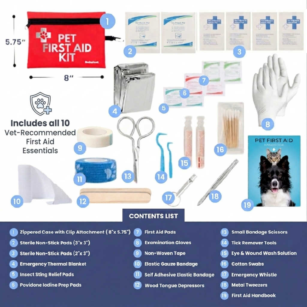 Pet First Aid Kit for Dogs & Cats with Vet-Approved Essentials - Fabs things