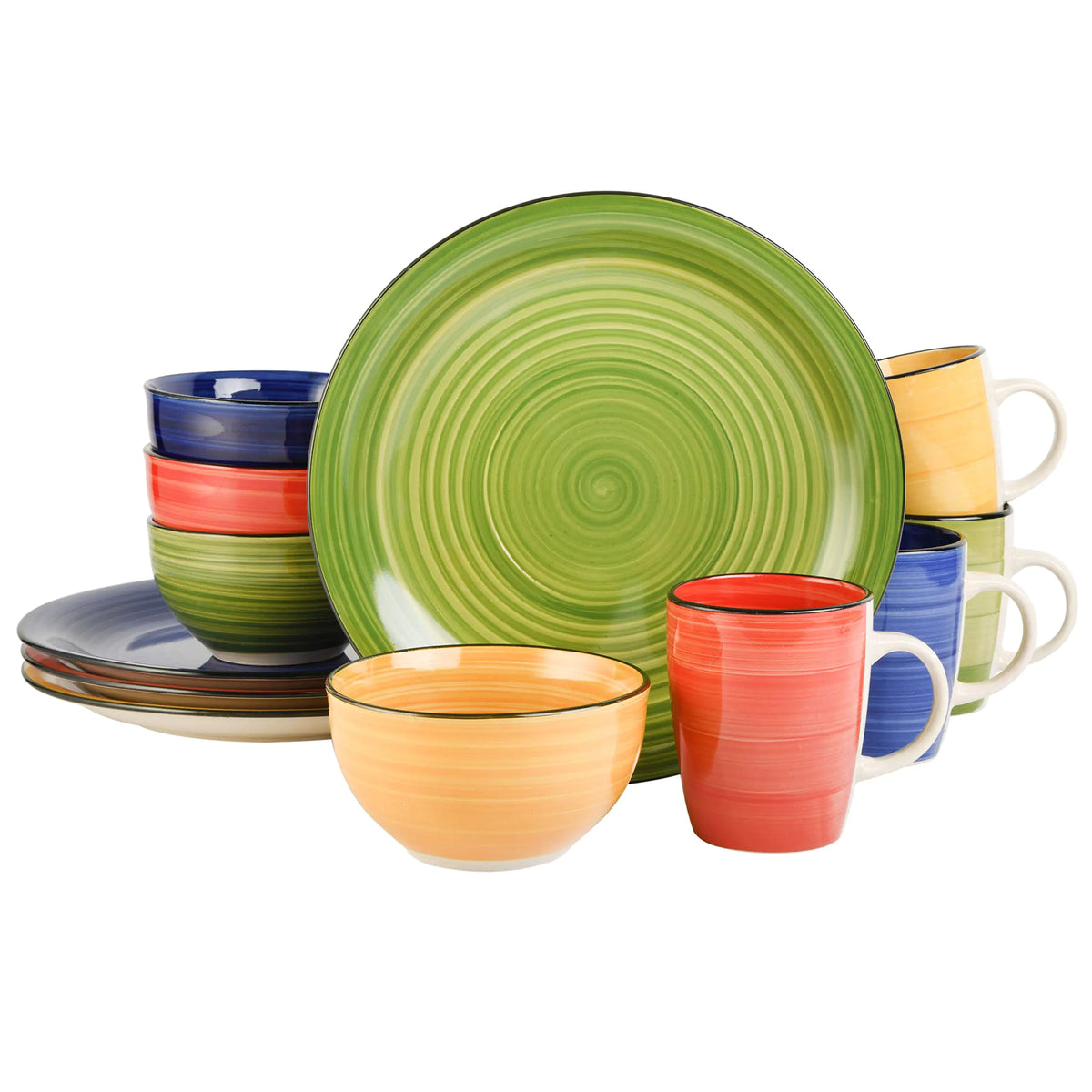 Gibson Home Vibes Dinnerware Set Service for 4 (12pcs) Assorted Colors - Fabs things