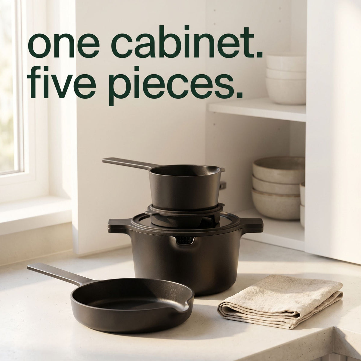 5-Piece Stackable Ceramic Nonstick Set - Fabs things