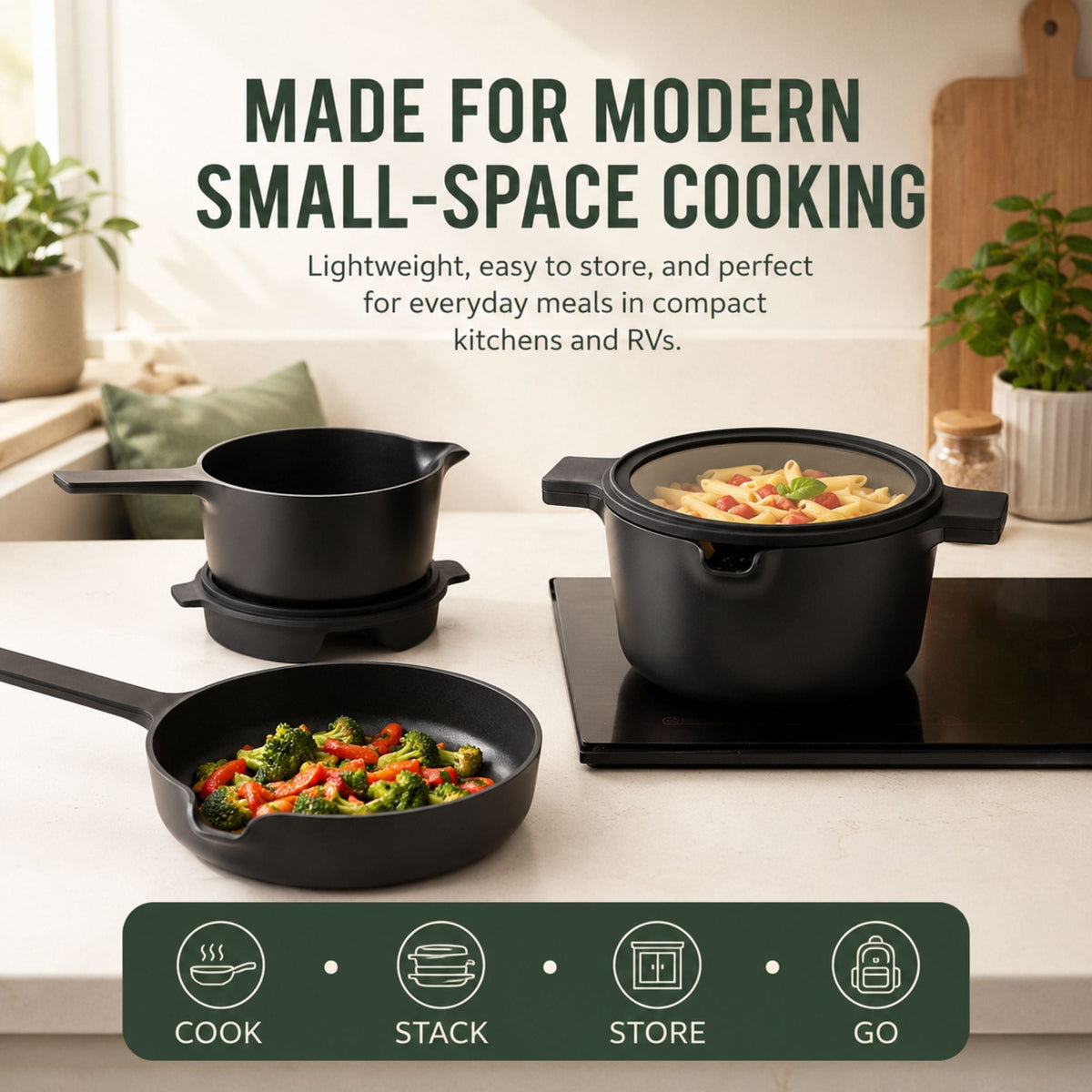 5-Piece Stackable Ceramic Nonstick Set - Fabs things