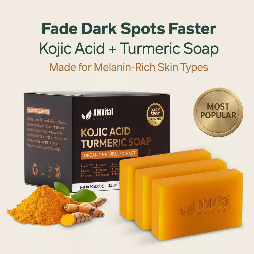 AMVital Turmeric Kojic Acid Soap Bar for Dark Spots & Uneven Tone - Fabs things
