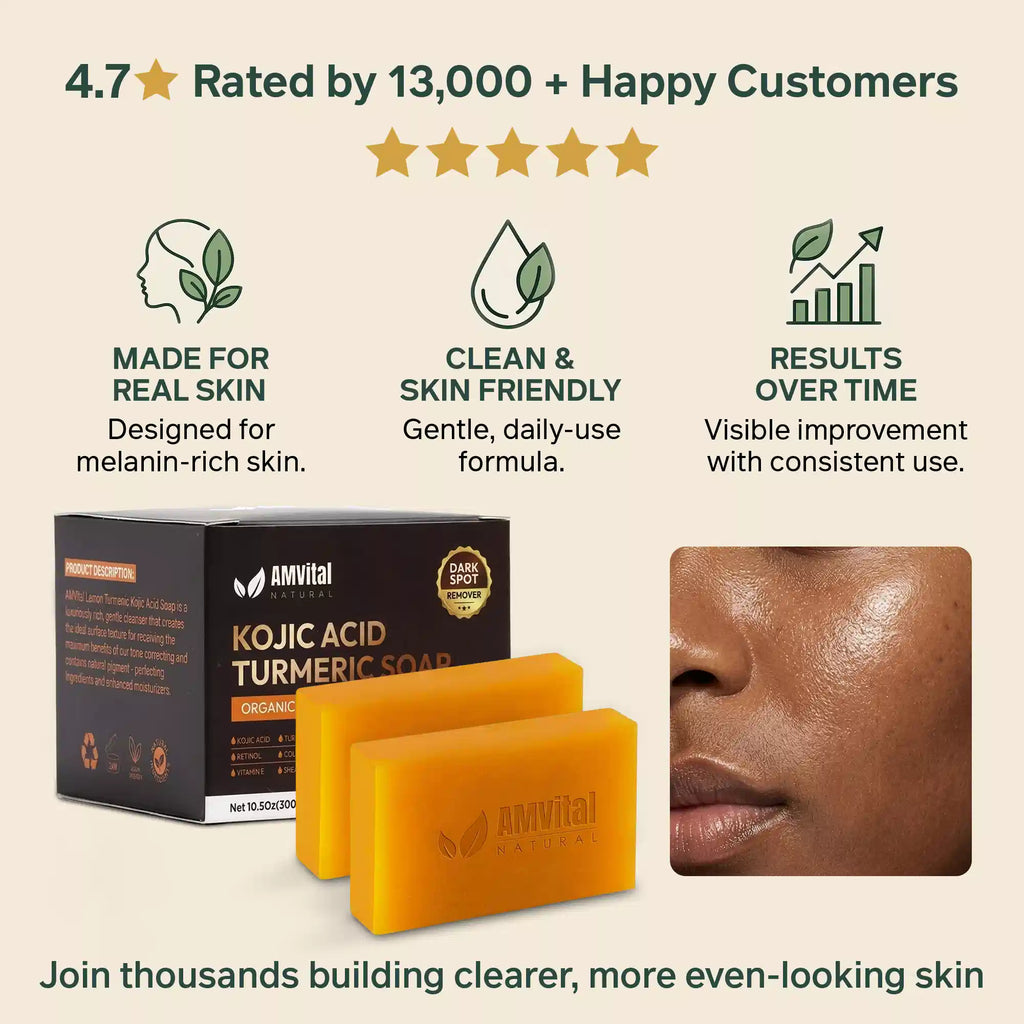 AMVital Turmeric Kojic Acid Soap Bar for Dark Spots & Uneven Tone - Fabs things
