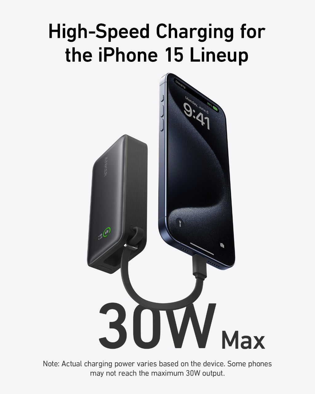 Anker Nano Power Bank (30W, Built-In USB-C Cable) - Fabs things