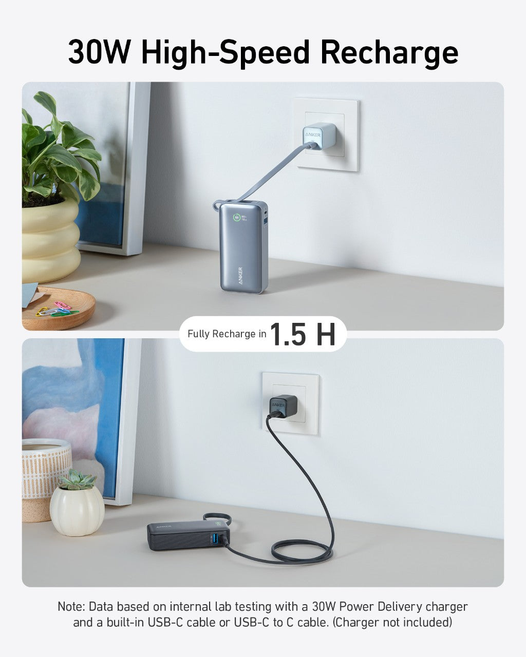 Anker Nano Power Bank (30W, Built-In USB-C Cable) - Fabs things
