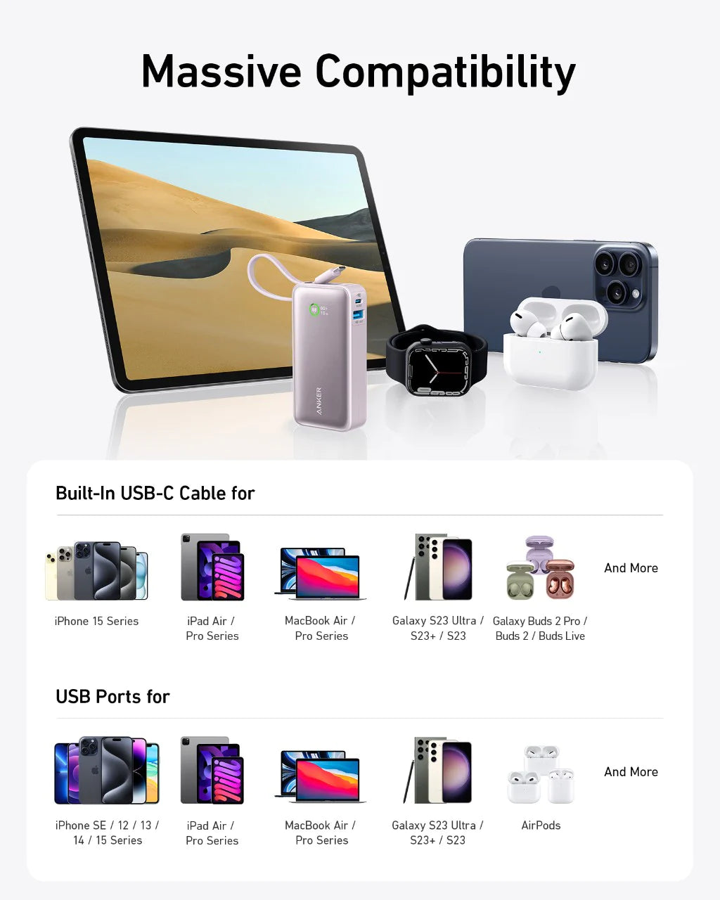 Anker Nano Power Bank (30W, Built-In USB-C Cable) - Fabs things