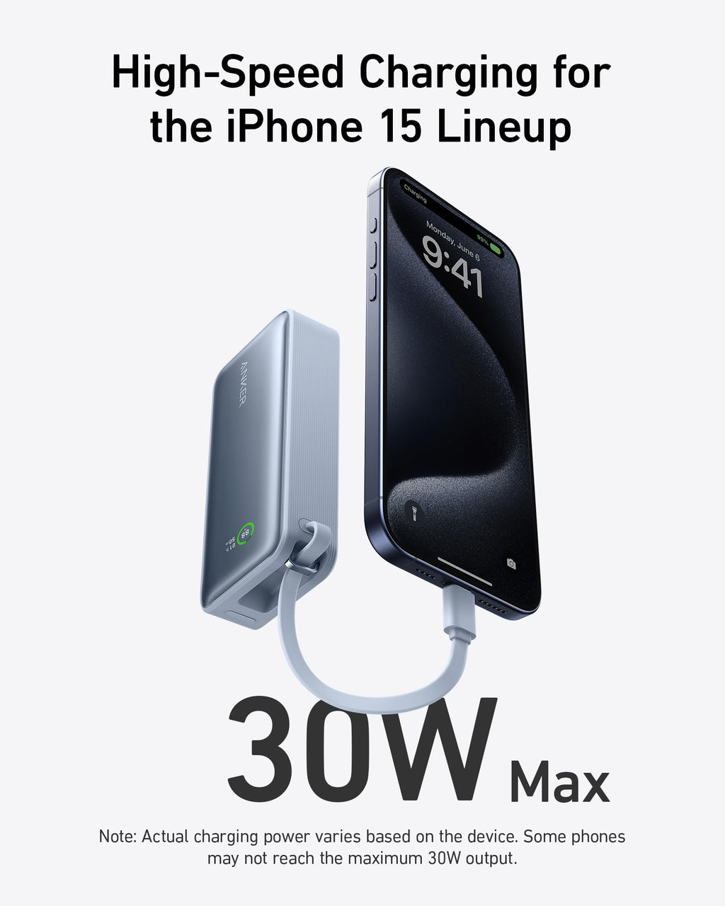 Anker Nano Power Bank (30W, Built-In USB-C Cable) - Fabs things