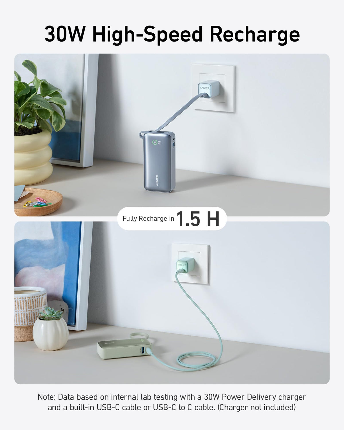 Anker Nano Power Bank (30W, Built-In USB-C Cable) - Fabs things