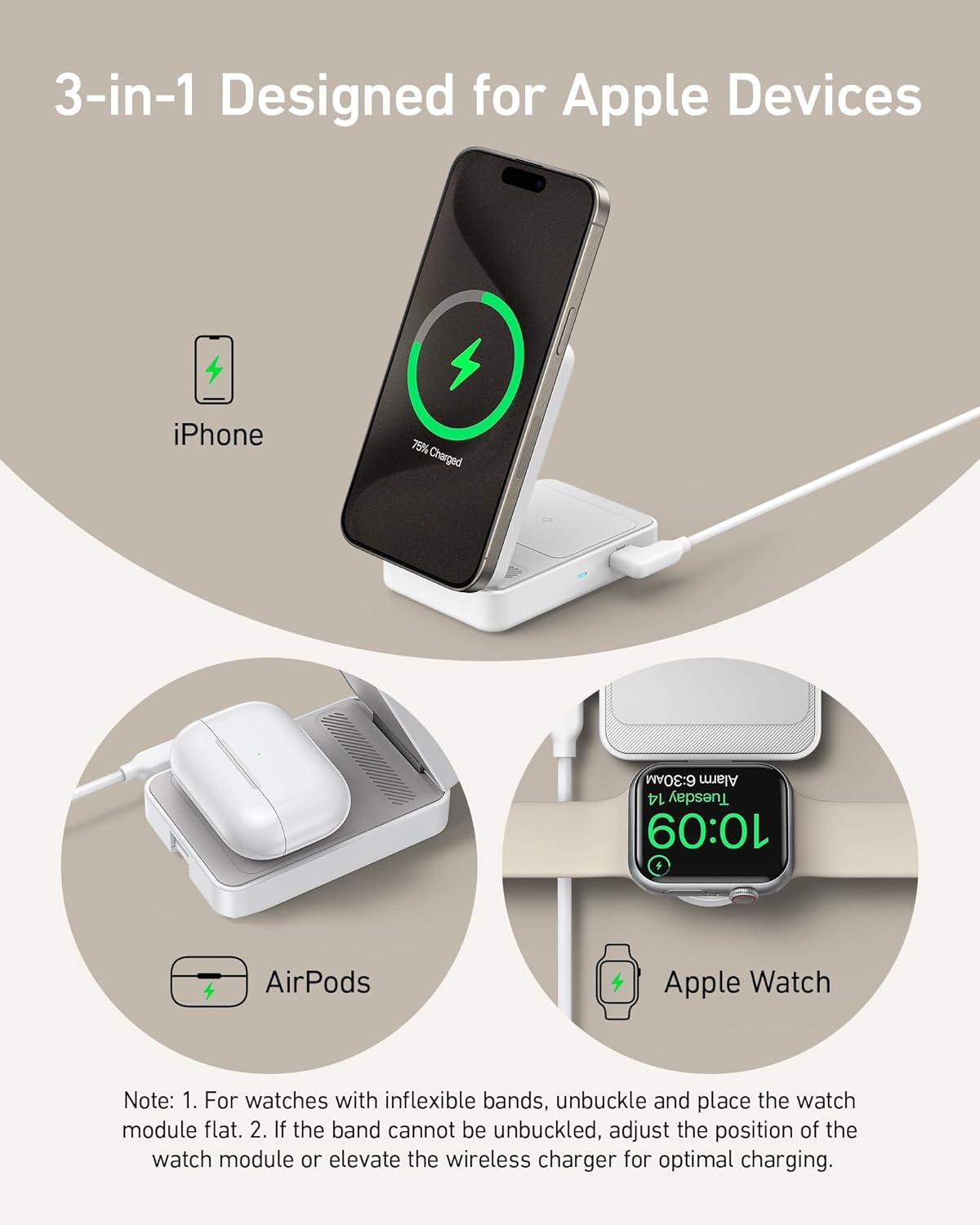 Anker MagGo Wireless Charging Station (Foldable 3-in-1) - Fabs things