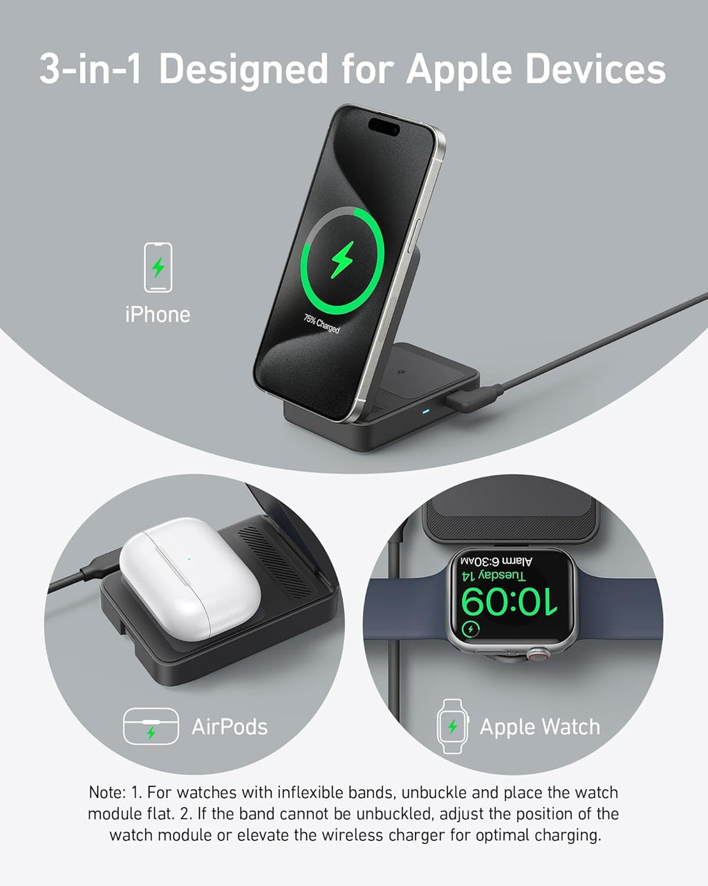 Anker MagGo Wireless Charging Station (Foldable 3-in-1) - Fabs things