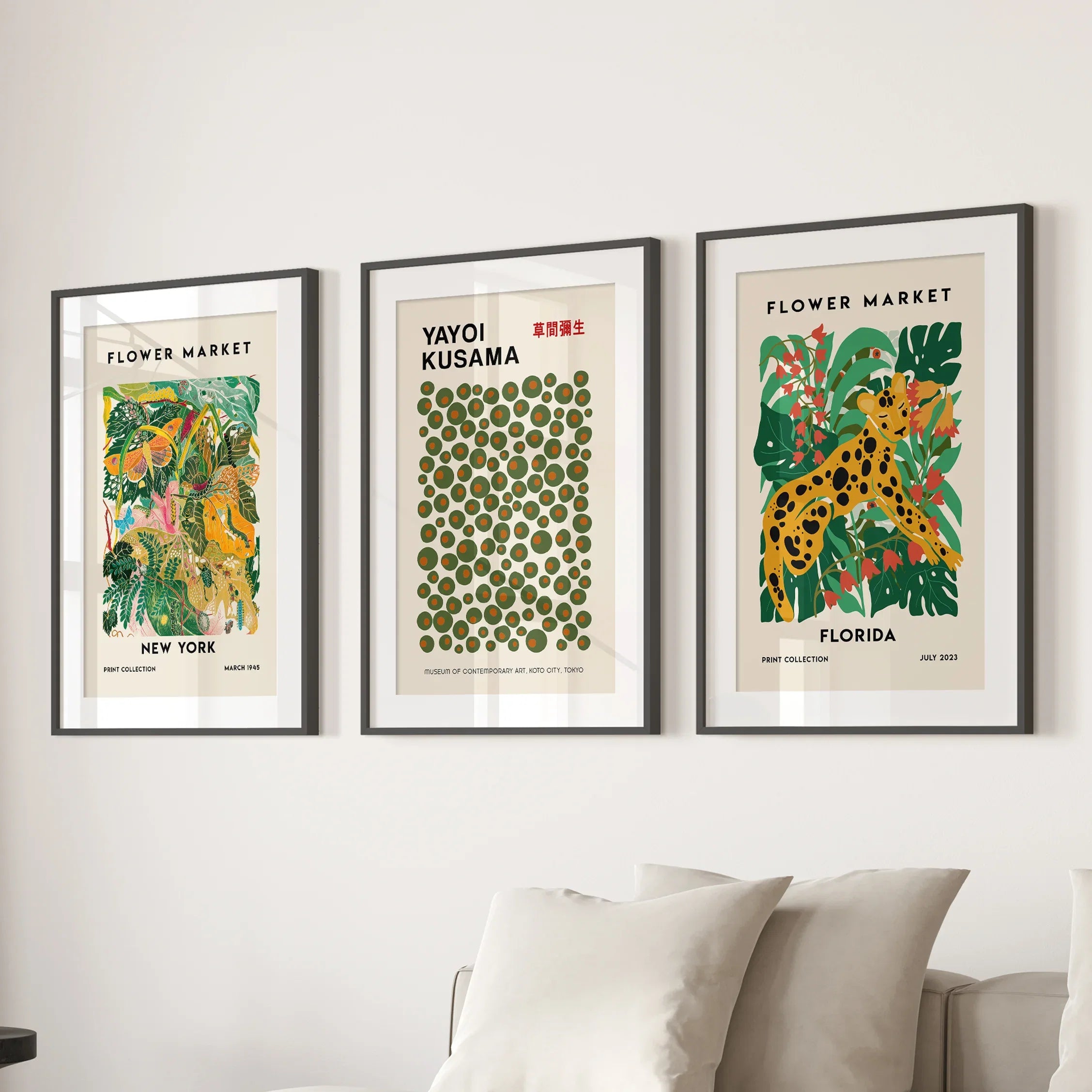 Flower Market, Kusama Art Prints. Modern Tropical Wall Decor