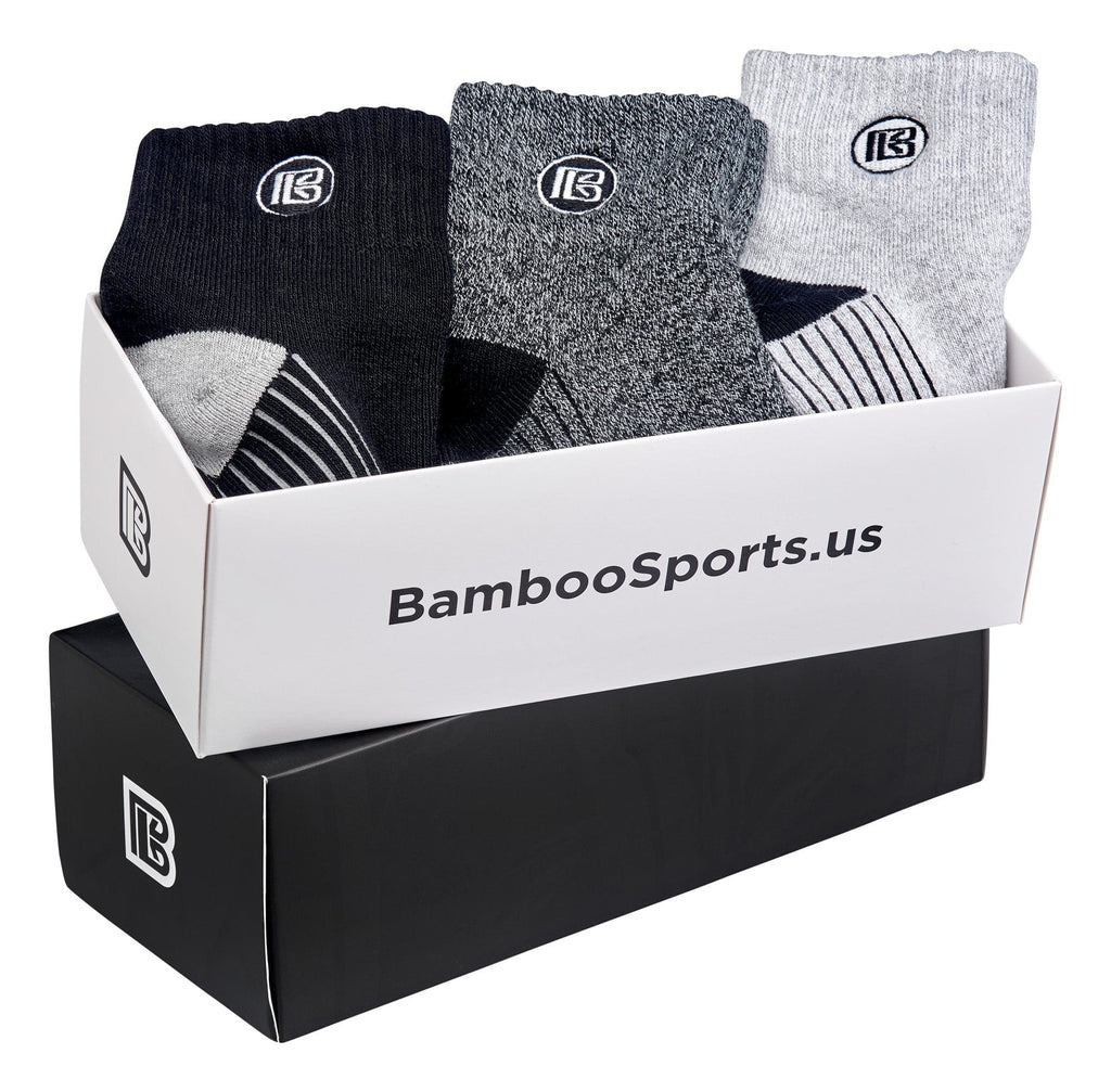 Premium Bamboo Rayon Quarter Crew Socks - 3 Pair Gift Box