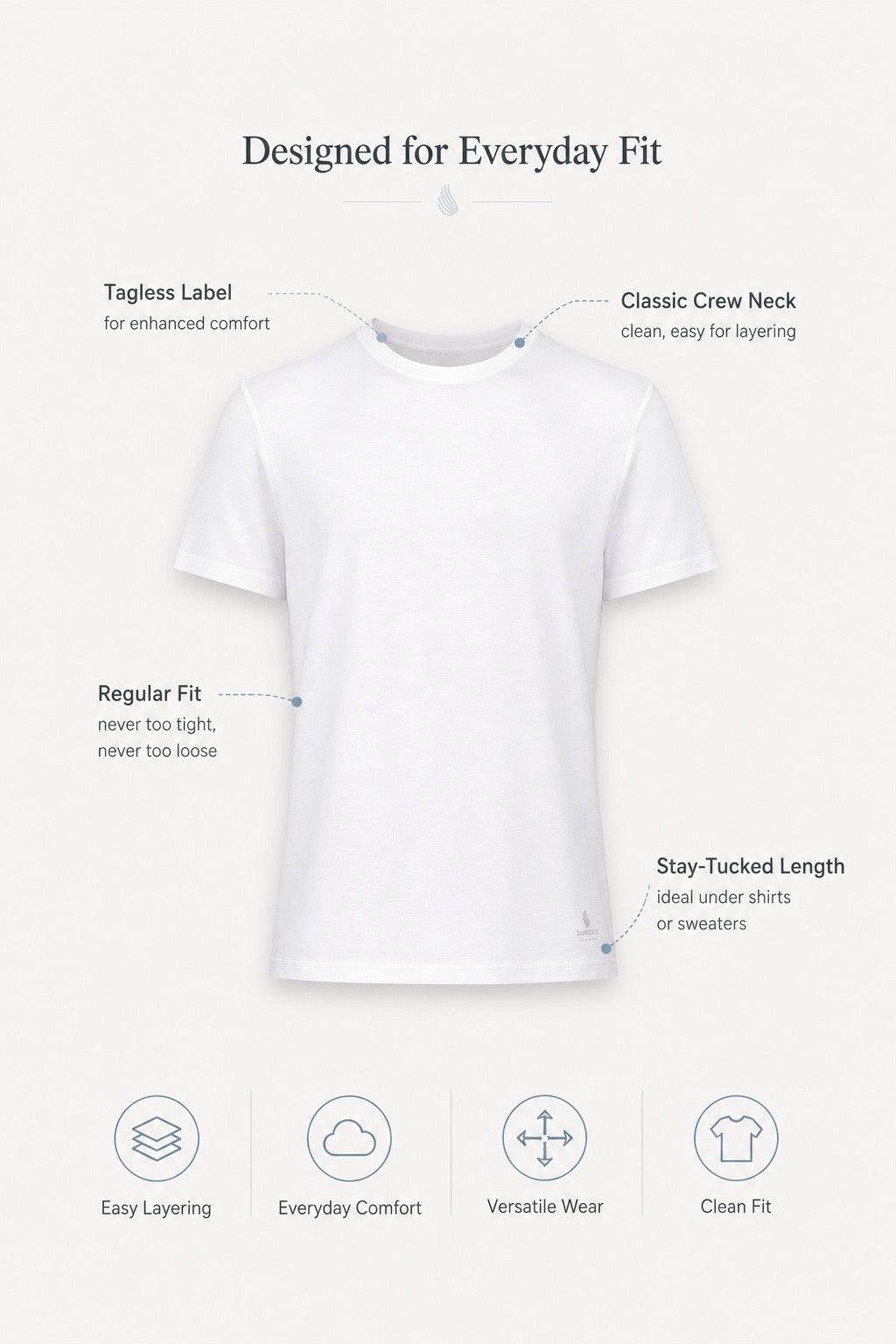 Men’s Bamboo Crew Neck Undershirts 3-Pack - Fabs things