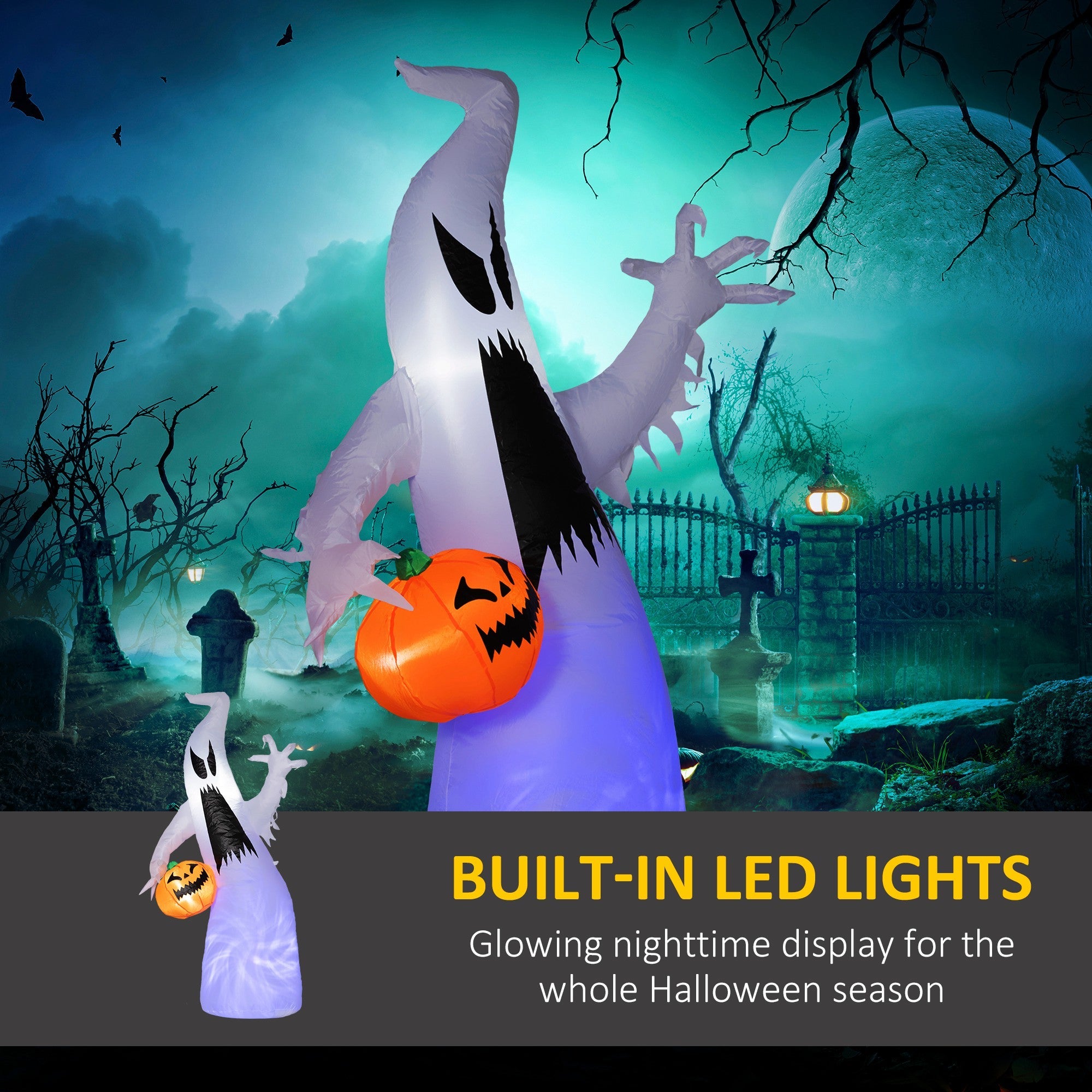 HOMCOM 5.9' Halloween Inflatable Outdoor Decoration Ghost
