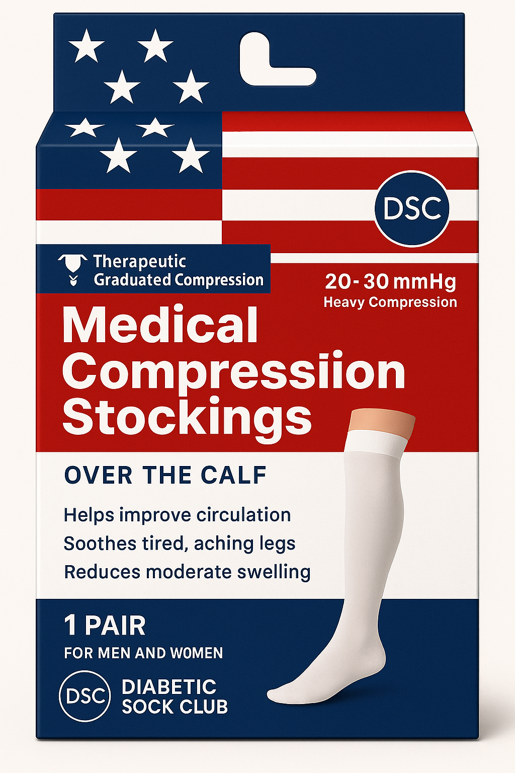 Men's Over The Calf Compression Stocking Socks (1 Pair) - Fabs things