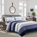 Levi Jean Stripped Denim Blues Cotton Reversible Quilt Bedding Set - Fabs things