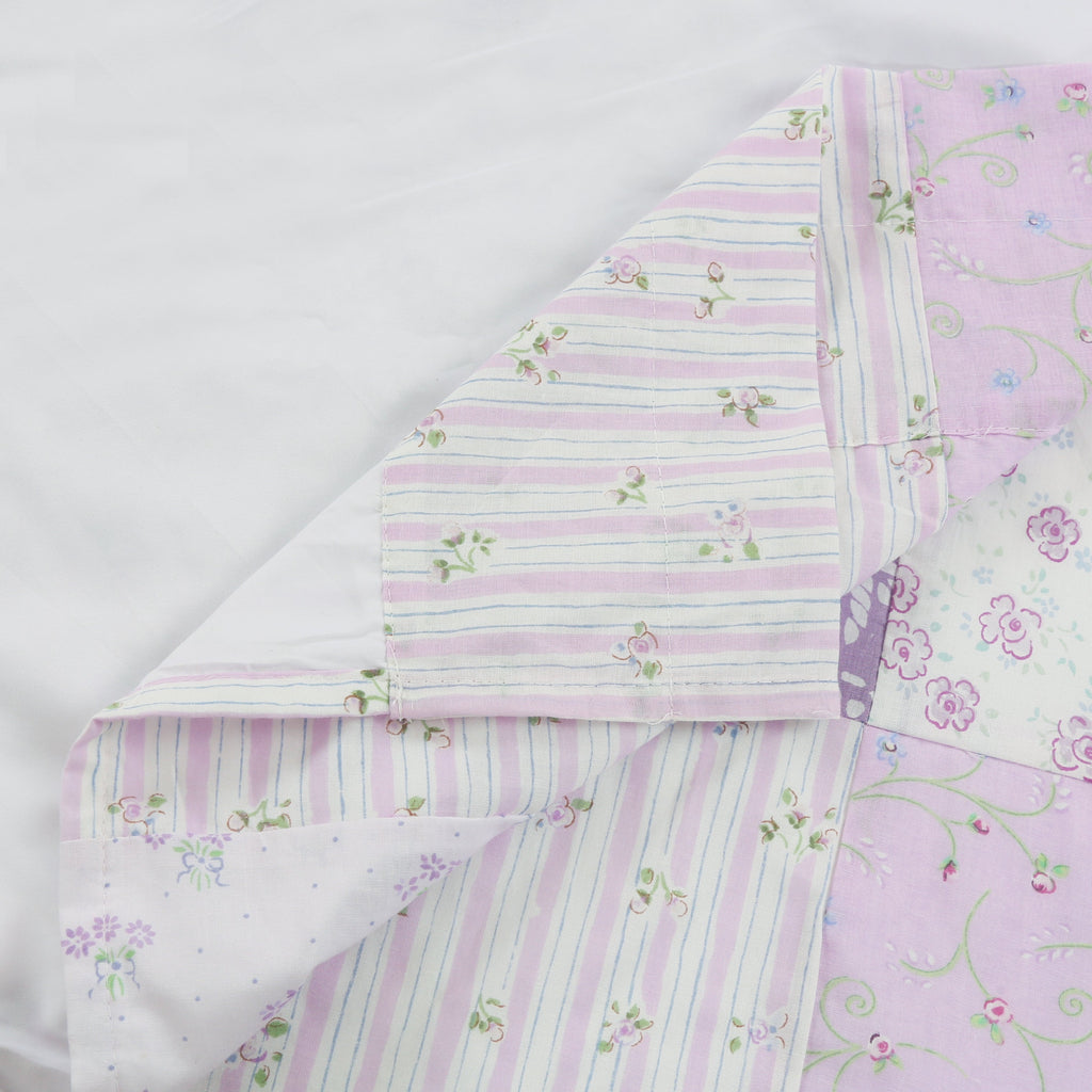 Love of Lilac Lavender Floral Real Patchwork Purple Scalloped Cotton 3-Piece Reversible Quilt Bedding Set - Fabs things