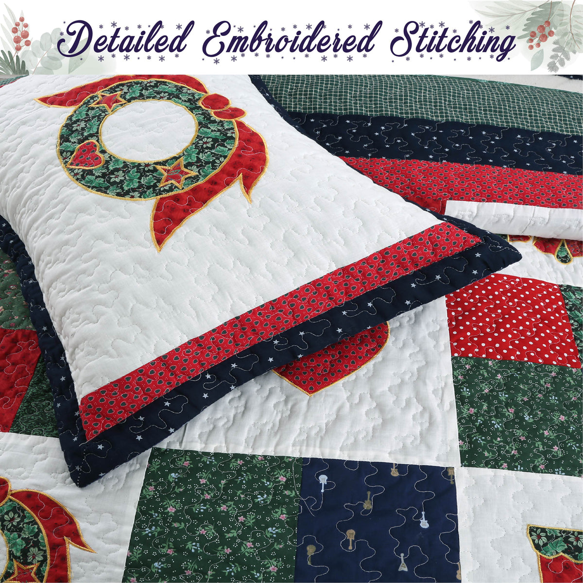 Merry Christmas Reversible Quilt Bedding Set - Fabs things