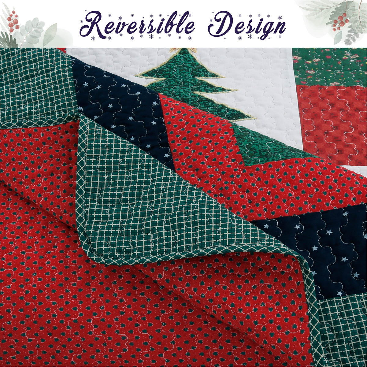 Merry Christmas Reversible Quilt Bedding Set - Fabs things