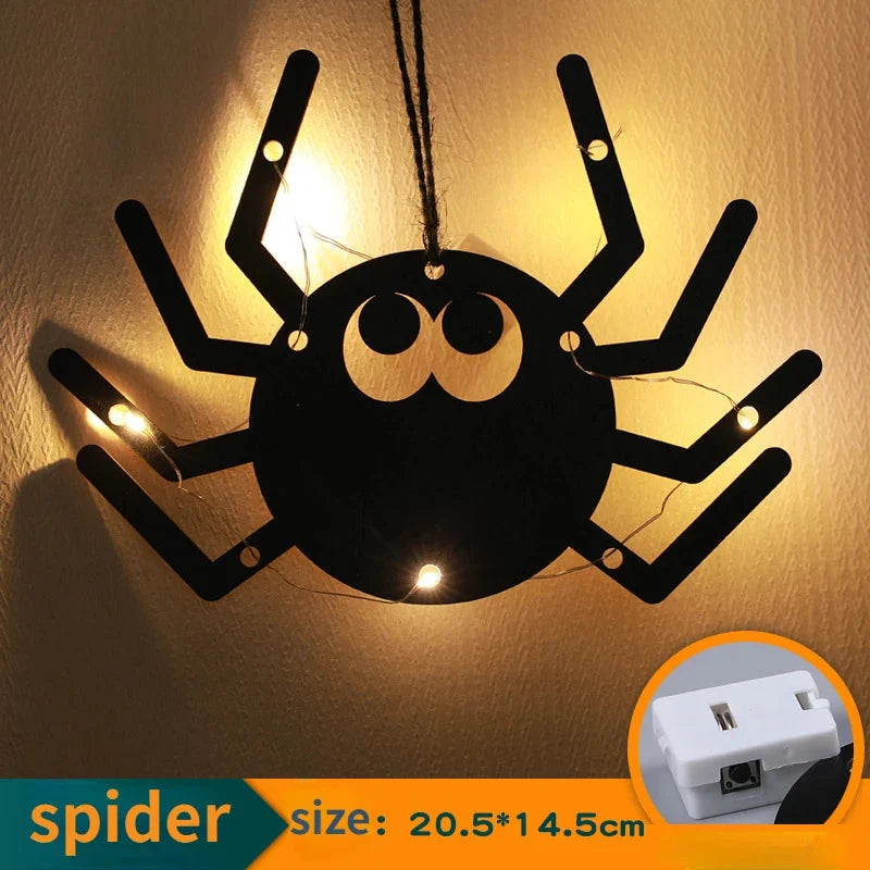 Halloween Hanging 10LED Castle Witch Ghost Spider Web Luminous Charm Indoor Outdoor Party Horror Props Decoration - Fabs things