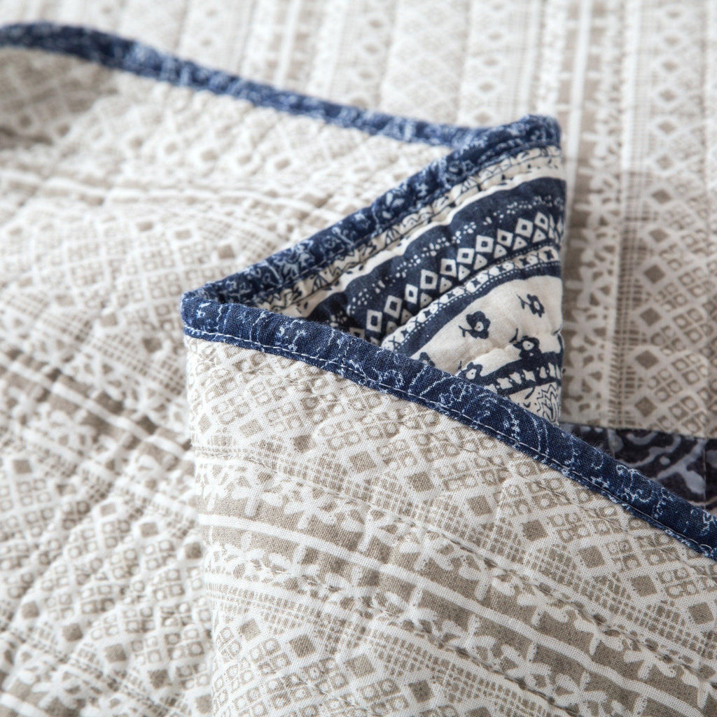 DaDa Bedding Denim Blue Patchwork Cotton Quilt Set - Fabs things