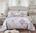 DaDa Bedding Hint of Mint Pastel Cotton Patchwork Quilt Set - Fabs things
