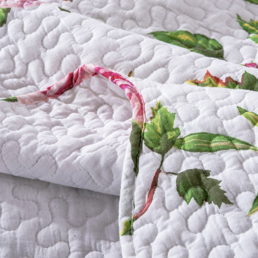 DaDa Bedding Pink Romantic Roses Floral Quilt Set - Fabs things