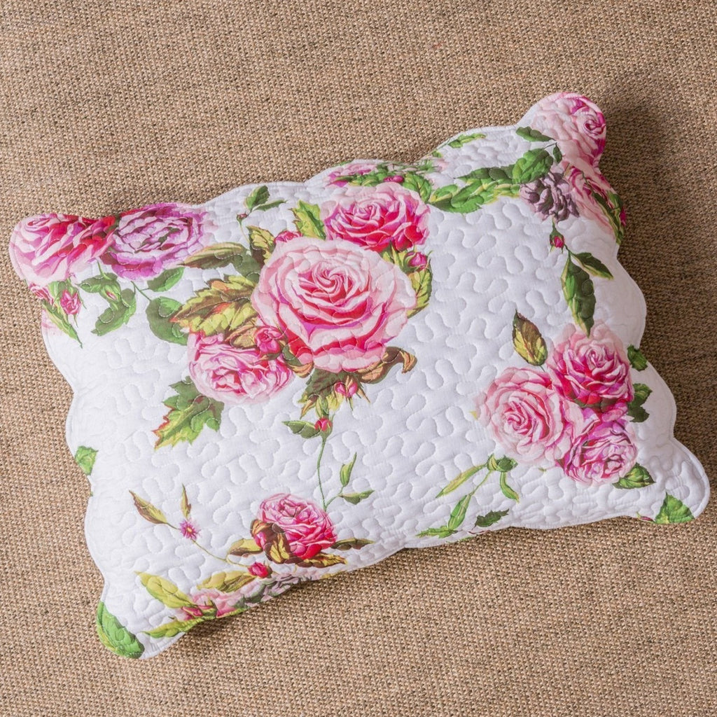DaDa Bedding Pink Romantic Roses Floral Quilt Set - Fabs things