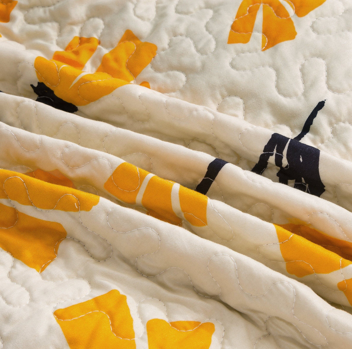 DaDa Bedding Yellow Fleur Floral Quilt Set - Ivory Gold Bedspread - Fabs things