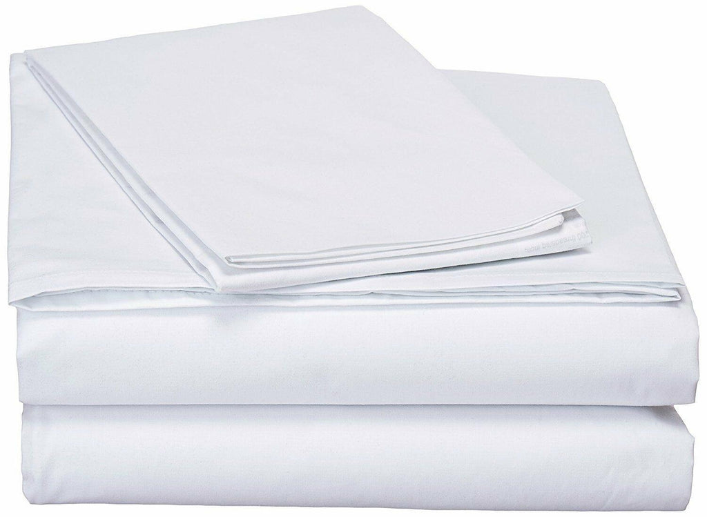 DaDa Bedding White Cotton Fitted and Flat Sheet Set - Fabs things