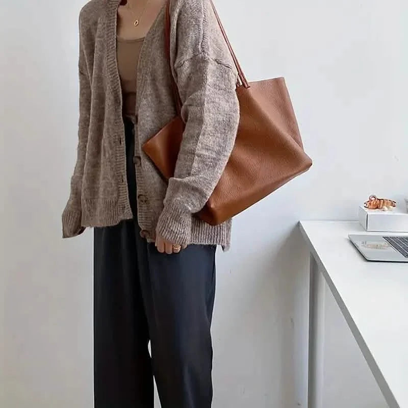 Women's Large Totes PU Leather Shoulder Bag Soft Purse Hobo Handbag Casual Top Handle Bag For Travel Work - Fabs things
