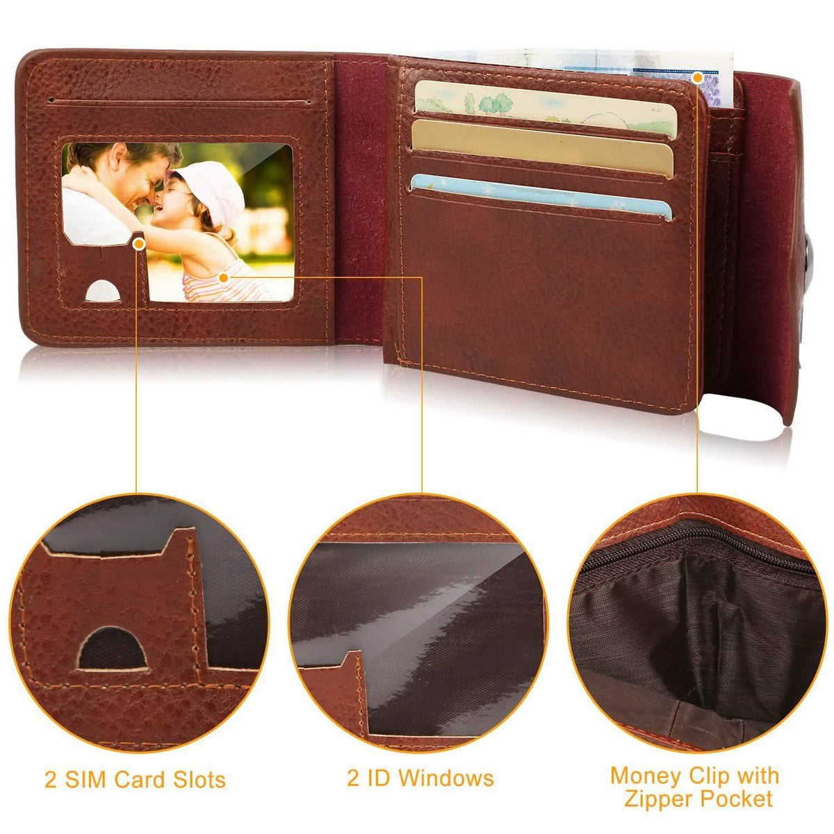 Men's Wallet PU Leather BiFold RFID Blocking Card Holder - Fabs things
