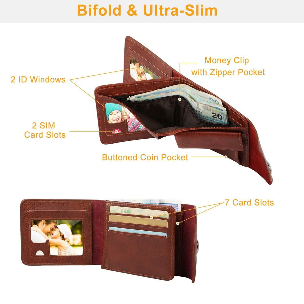 Men's Wallet PU Leather BiFold RFID Blocking Card Holder - Fabs things