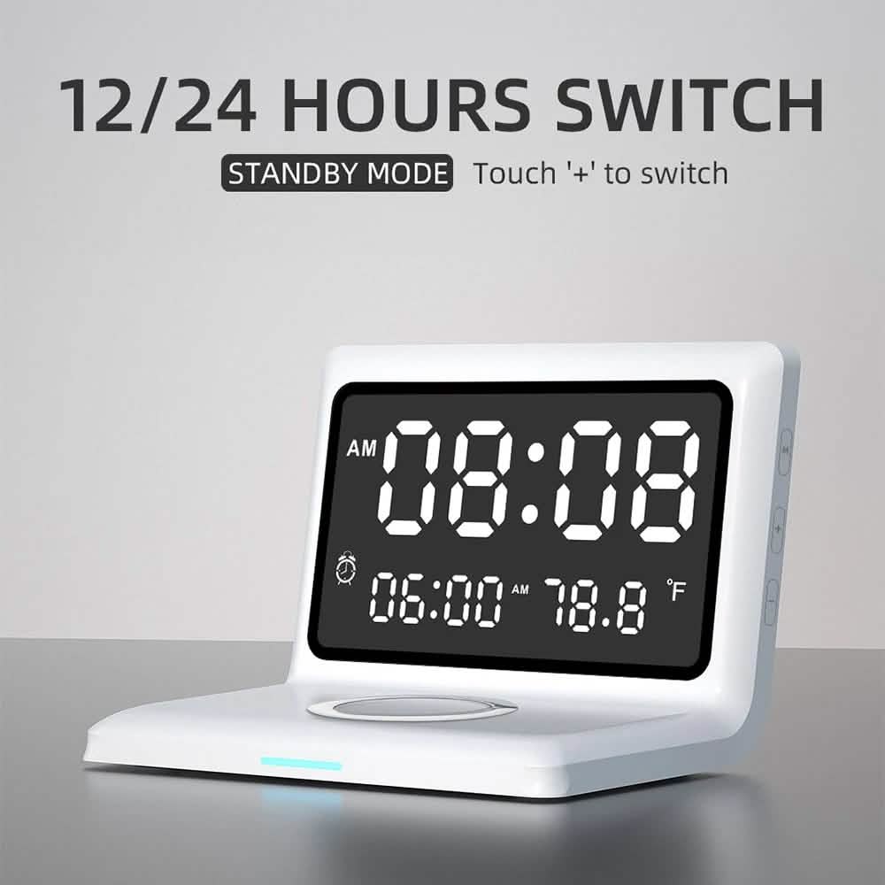 Digital Mirror Clock Wireless Charging Alarm Clock - Fabs things
