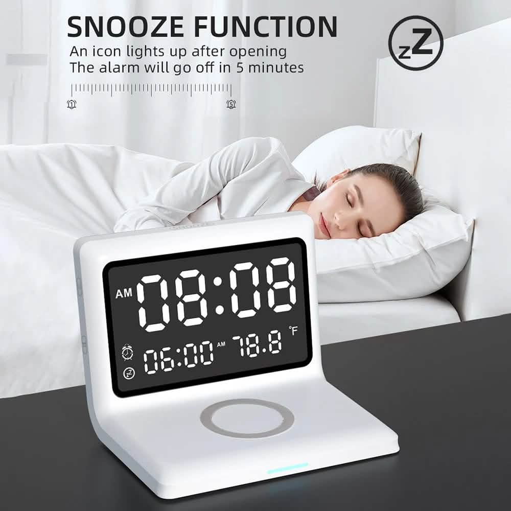 Digital Mirror Clock Wireless Charging Alarm Clock - Fabs things