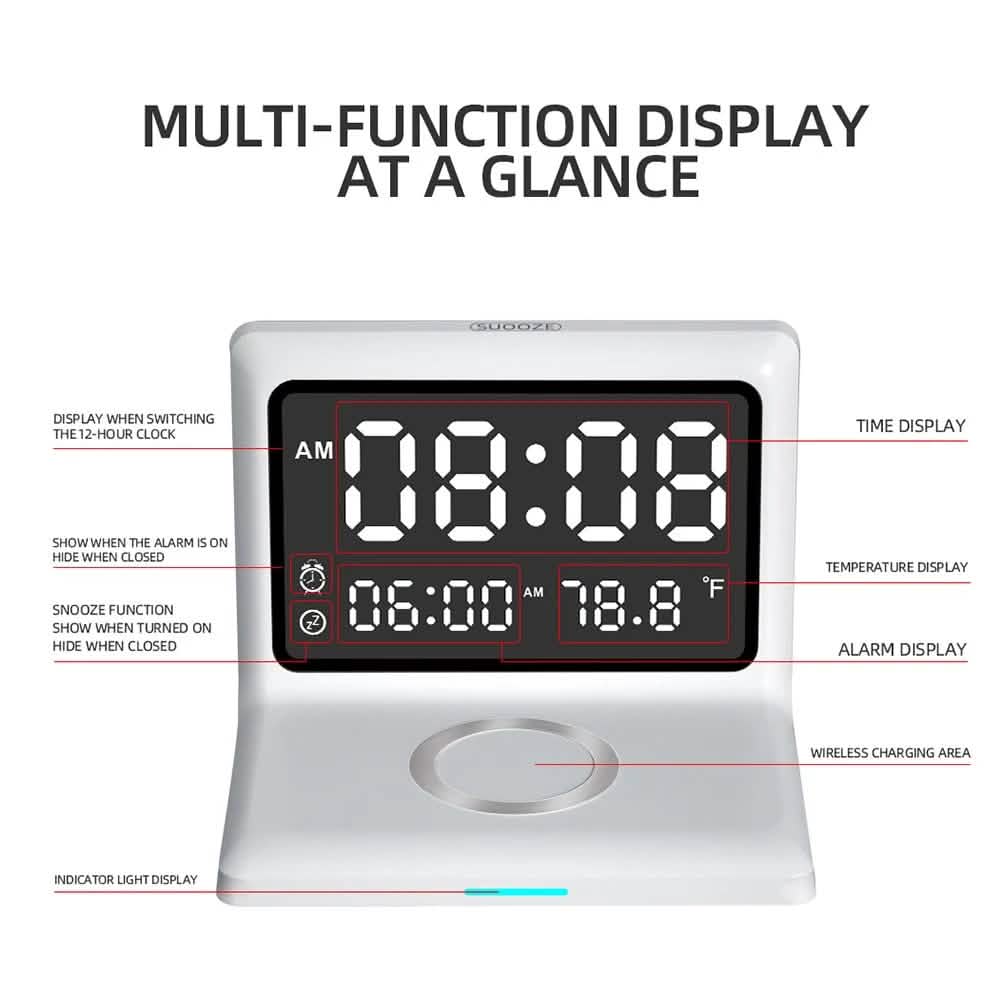 Digital Mirror Clock Wireless Charging Alarm Clock - Fabs things