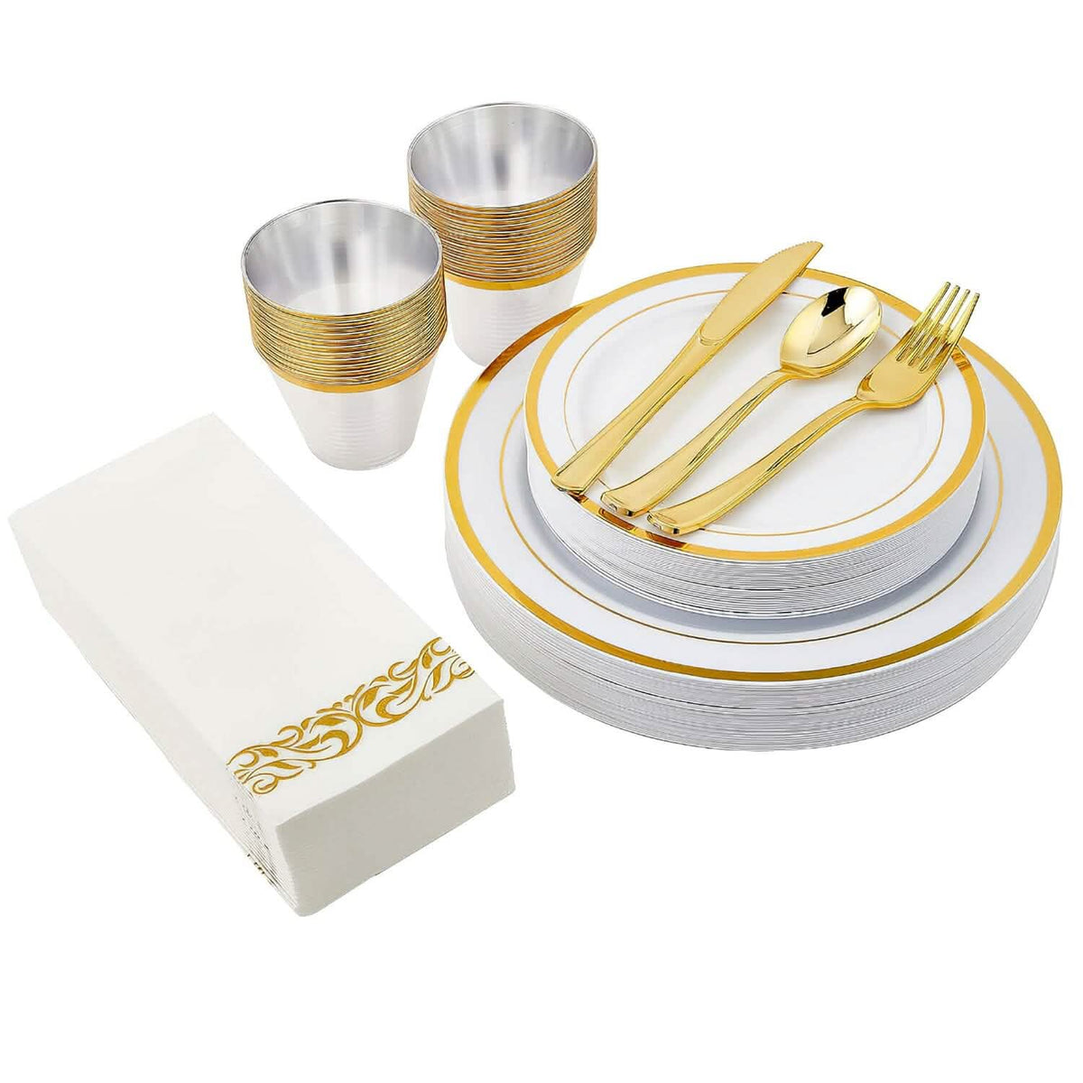 175-Pieces: Disposable Gold Dinnerware Set - Fabs things