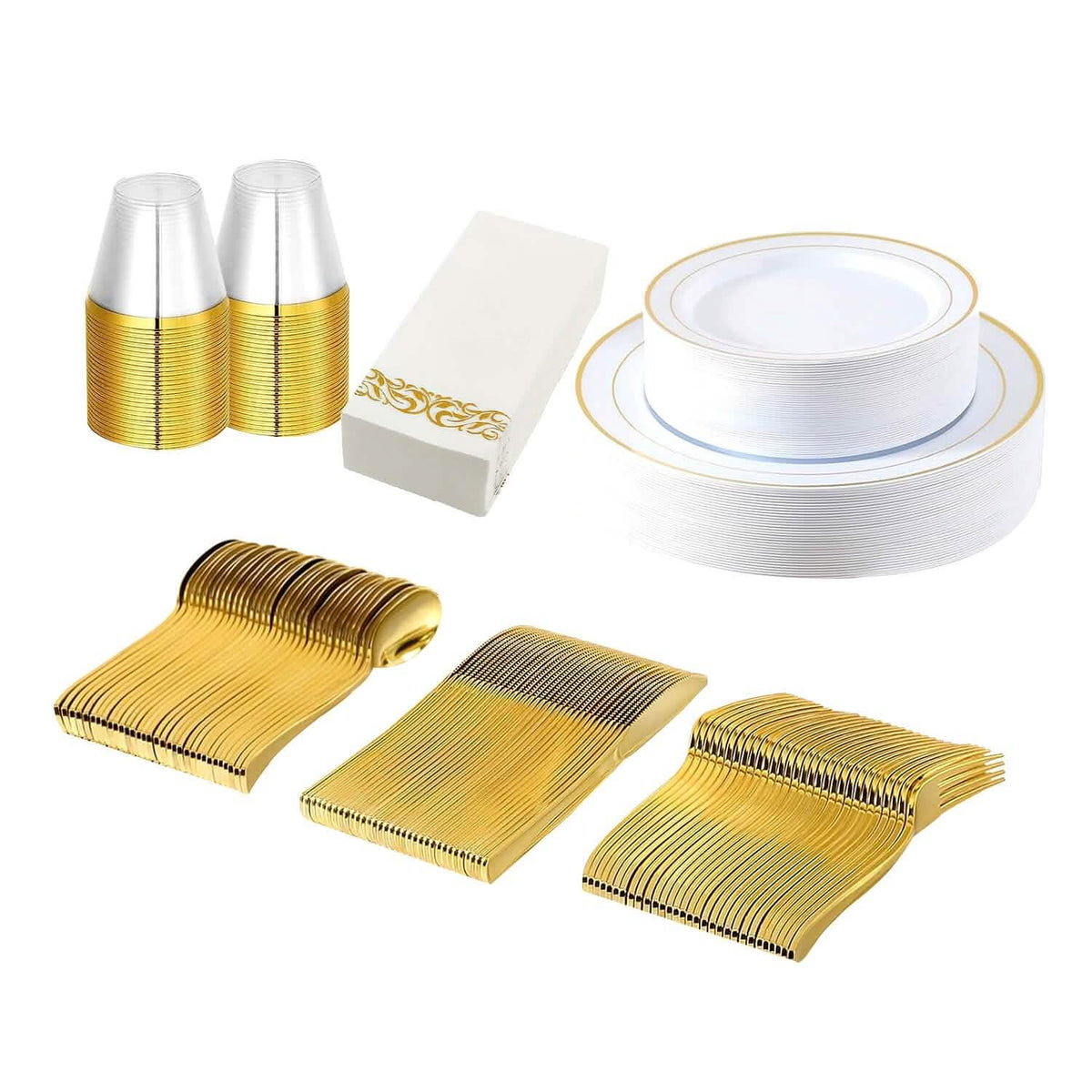 175-Pieces: Disposable Gold Dinnerware Set - Fabs things