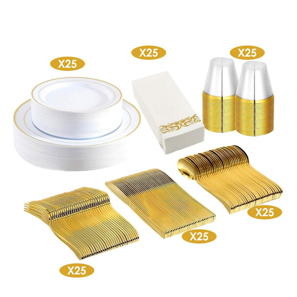 175-Pieces: Disposable Gold Dinnerware Set - Fabs things