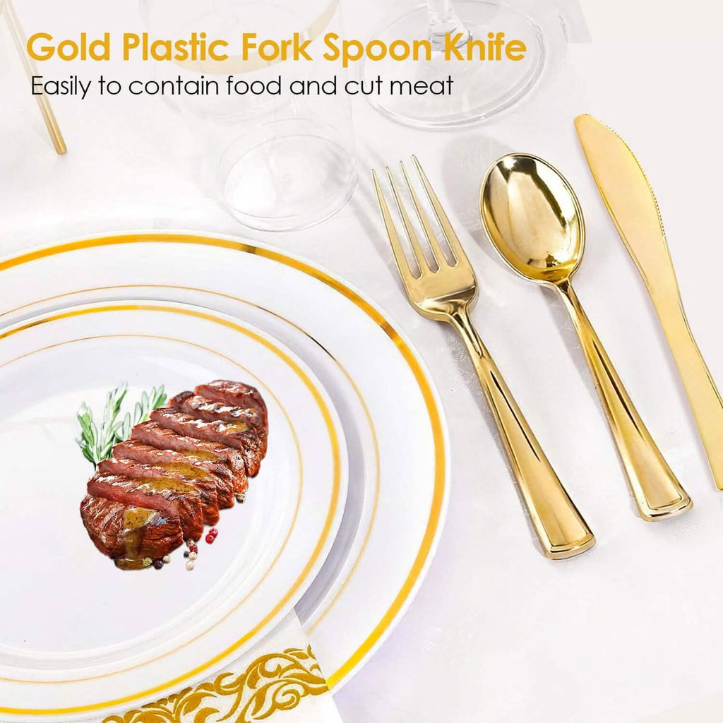 175-Pieces: Disposable Gold Dinnerware Set - Fabs things
