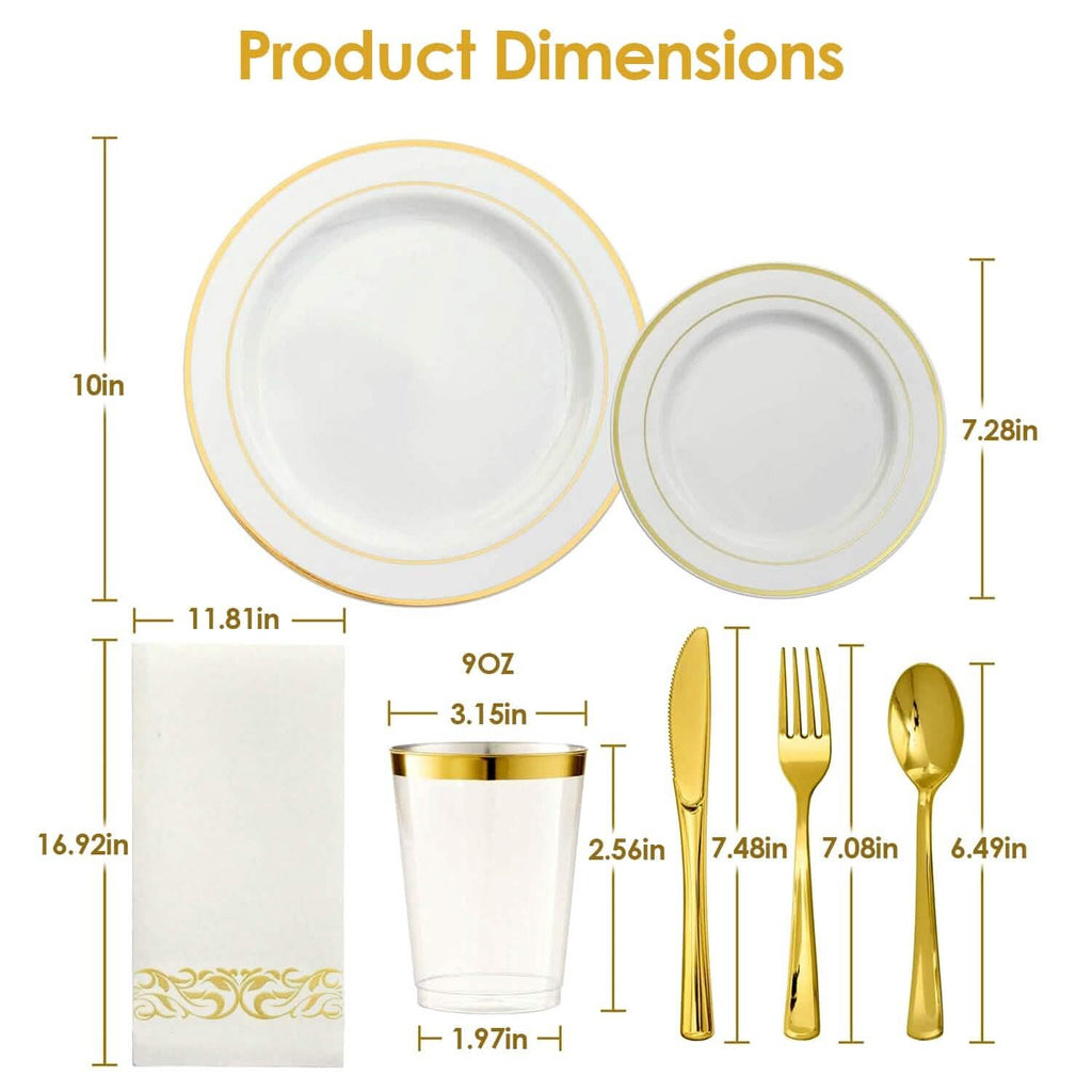 175-Pieces: Disposable Gold Dinnerware Set - Fabs things