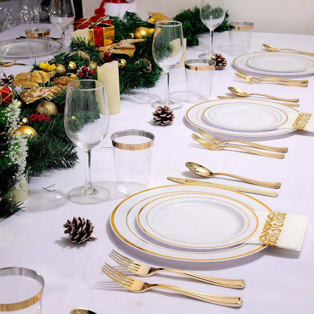 175-Pieces: Disposable Gold Dinnerware Set - Fabs things