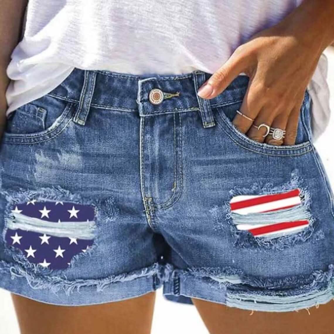 Women's Jeans Shorts Independence Day Denim - Fabs things