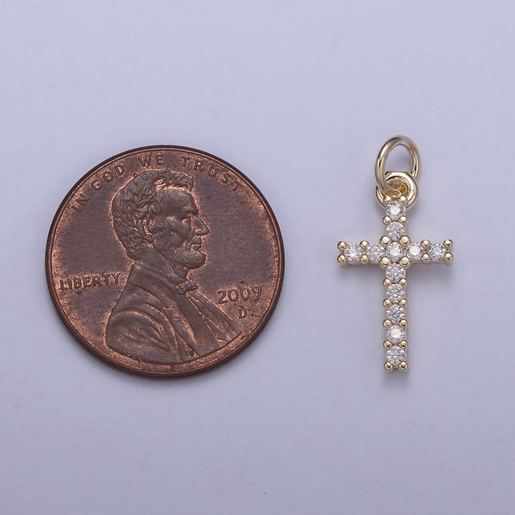 Dainty Cross Charms, Micro Pave Mini Cross, Religious Jewelry,14K Gold Filled Cross Charm Add on Pendant N-409