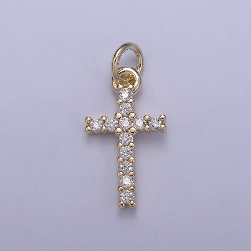 Dainty Cross Charms, Micro Pave Mini Cross, Religious Jewelry,14K Gold Filled Cross Charm Add on Pendant N-409